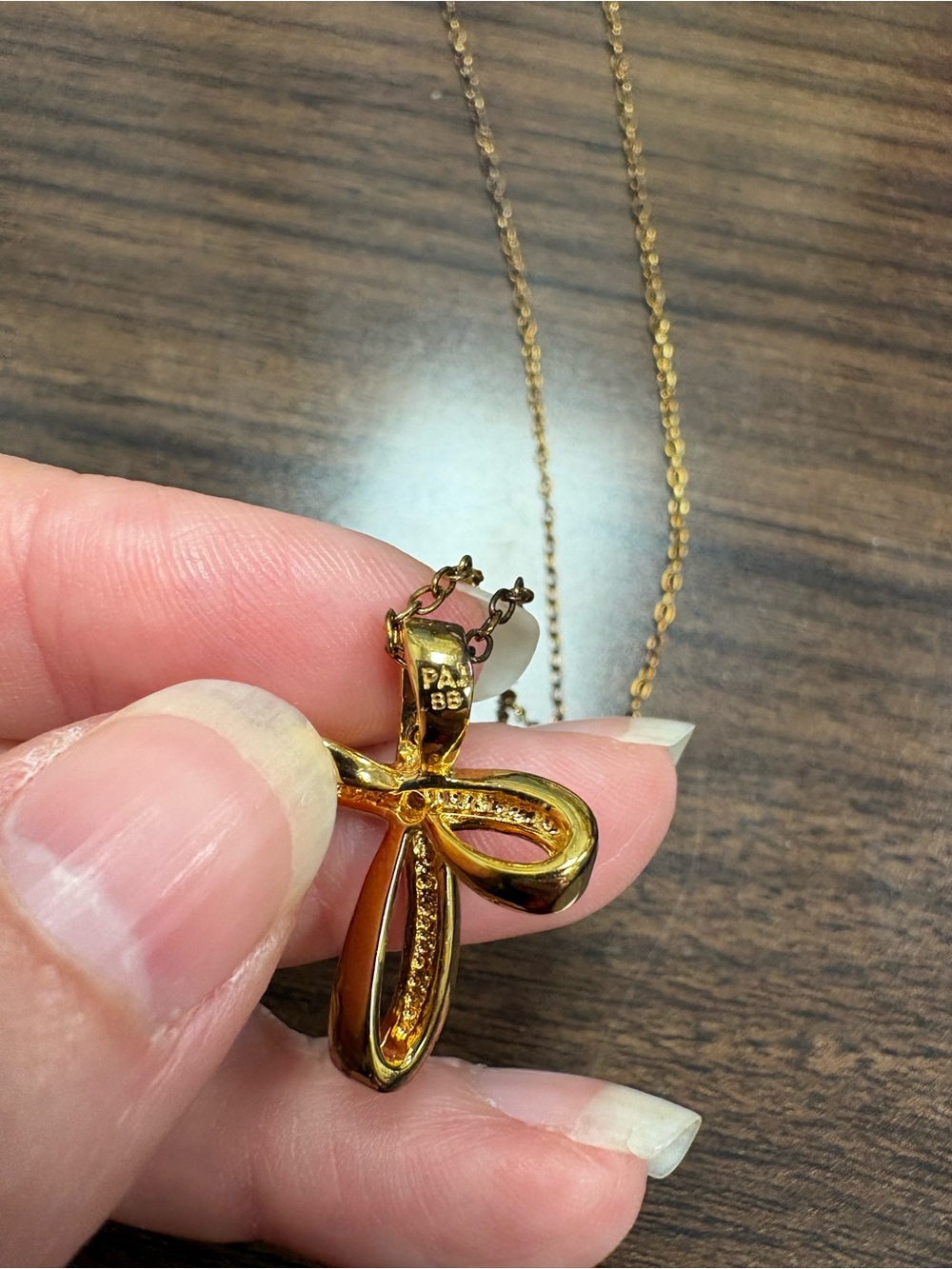 Prime Art & Jewel 18KT Gold Over Brass Cross Pendant Necklace & Earring Set - Picture 6 of 6